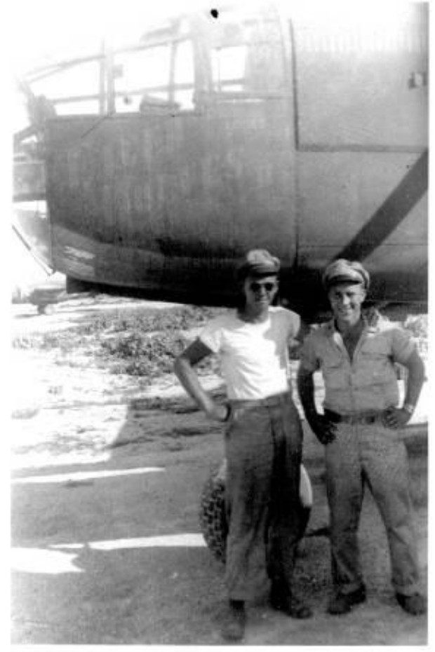 Lt. Earnest Perkins and Lt. Roman Ohnemus at Mokmer Strip, Biak, December 1944